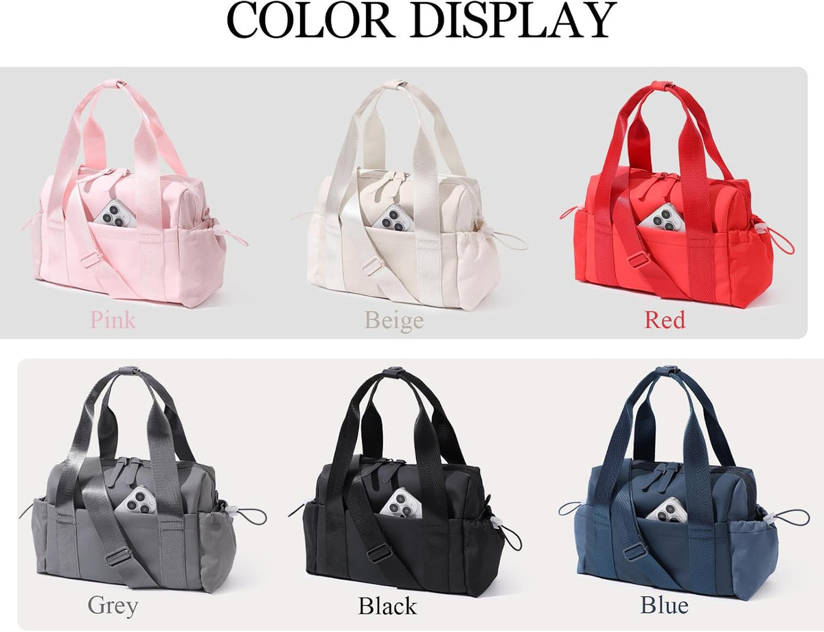Bucosd Small Gym Bag for Women, Mini Crossbody Gym Duffle Bag with Wet Compartment, Carry on Gym Tote Bag for Workout Dance Sport Travel (Mini-Black)