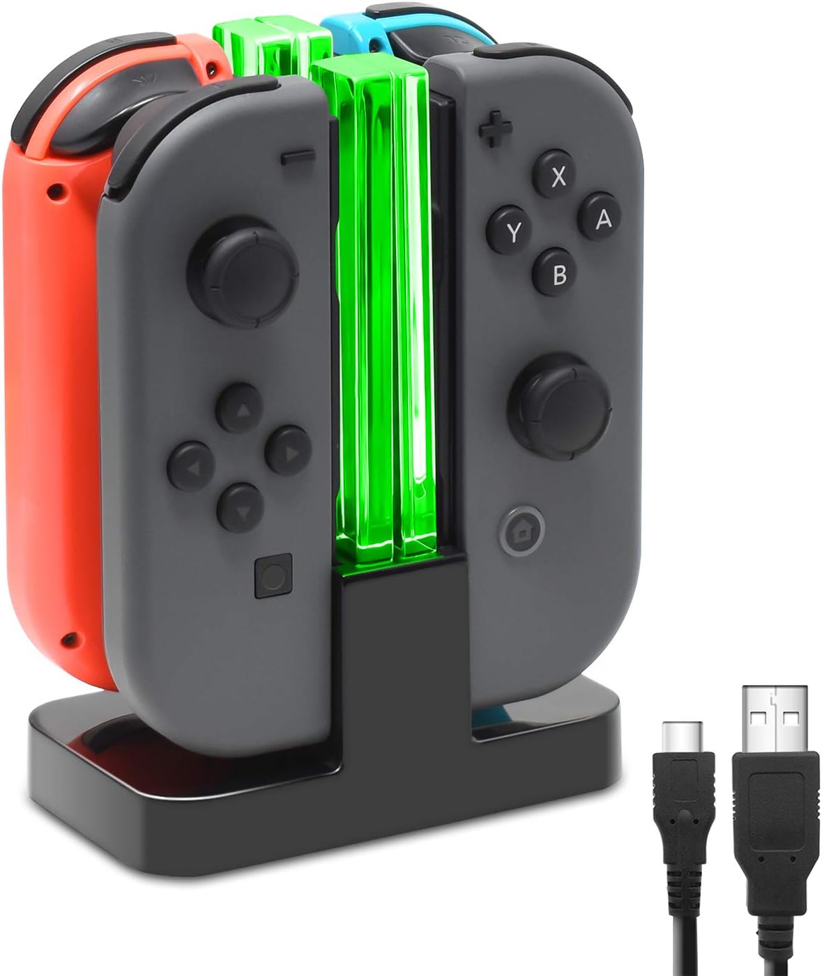 FastSnail Charging Dock Compatible with Nintendo Switch for Joy Con & OLED Model Controller with Lamppost LED Indication, Charger Stand Station with Charging Cable