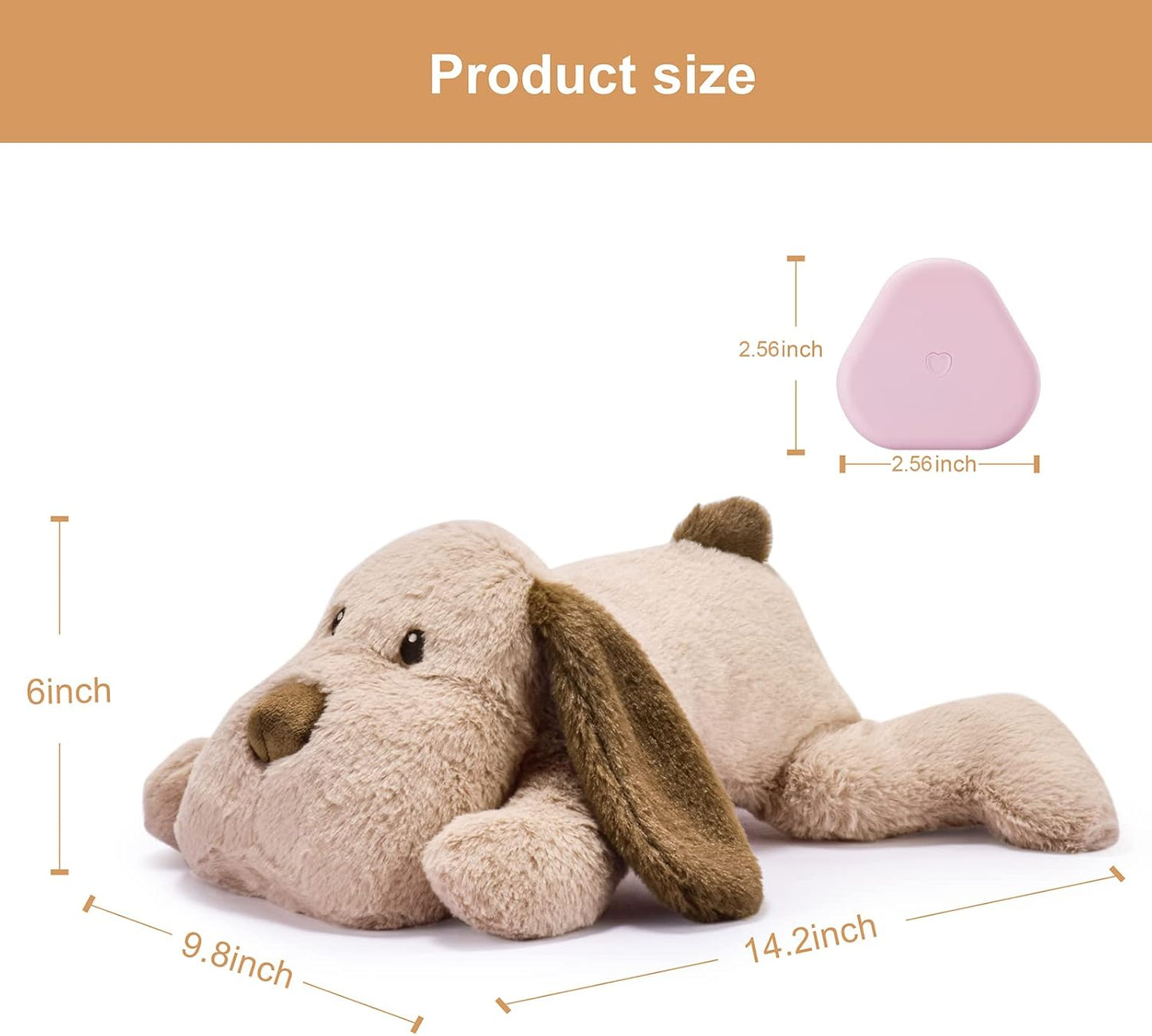 Moropaky Puppy Heartbeat Toy for Anxiety Relief Dog Behavioral aid Toy for Puppies Sleep Aid Separation Anxiety Soother Cuddle, Brown