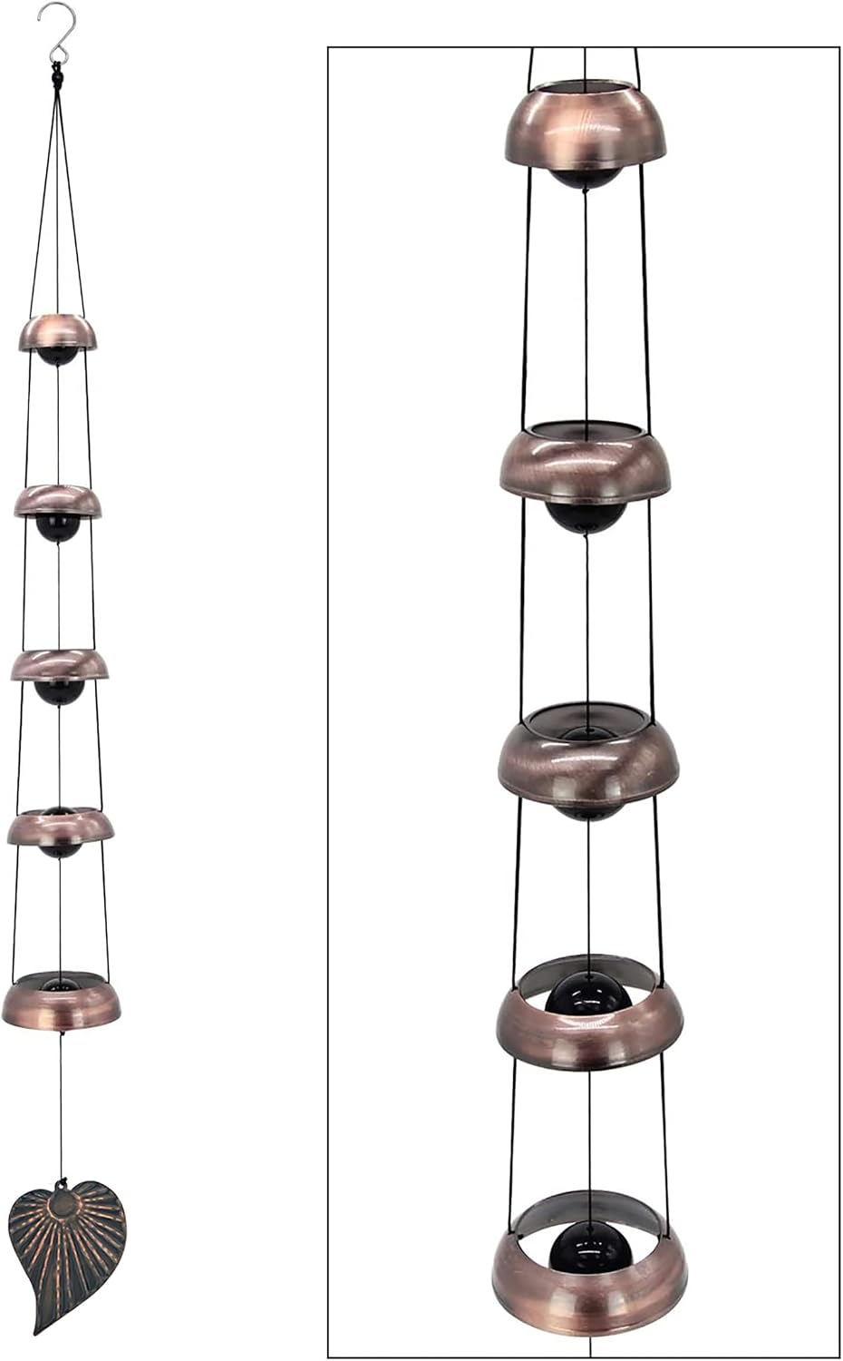 Tree of Life Bell Wind Chimes for Outside, Red Copper Temple