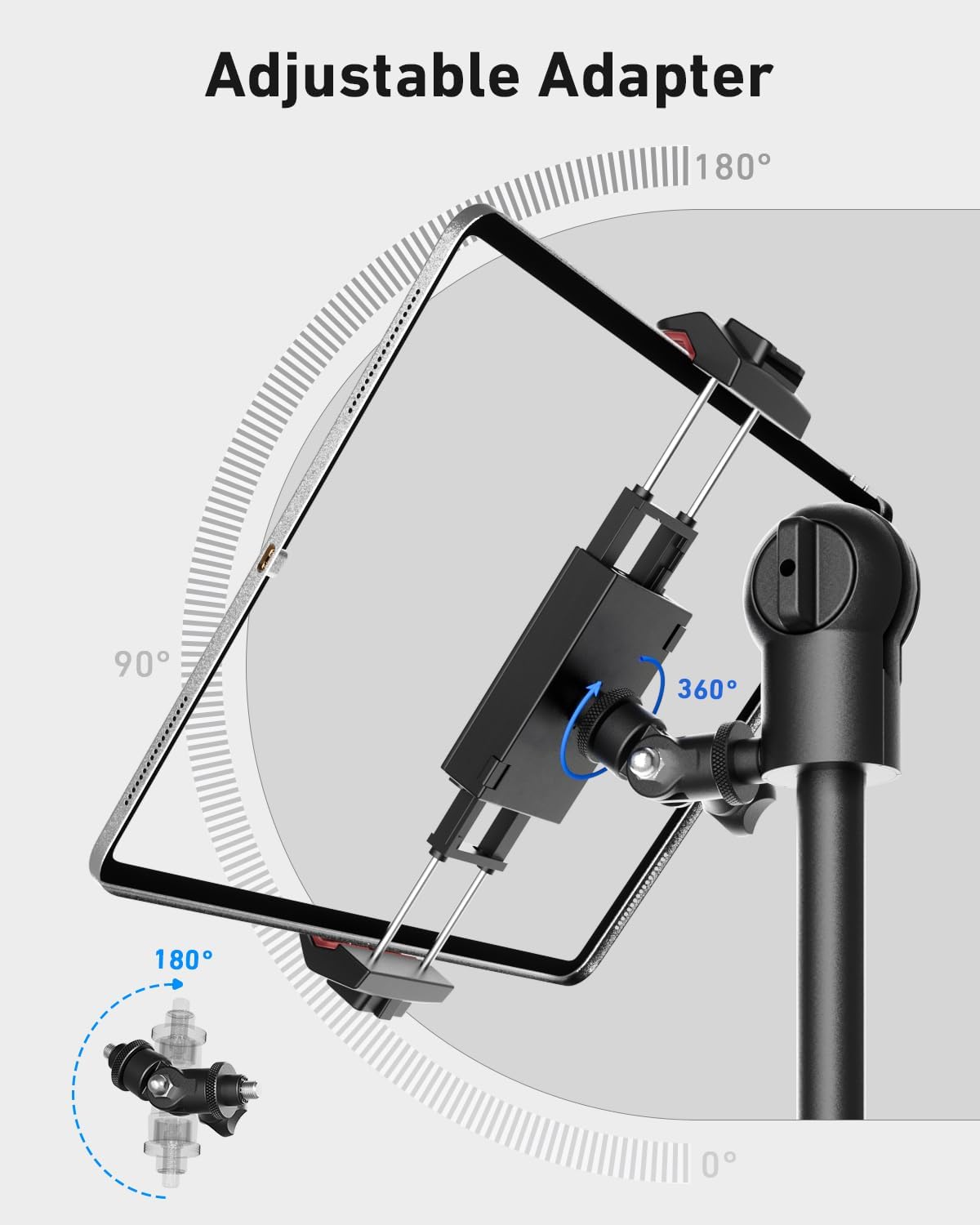 KraftGeek Phone iPad Tripod Mount, iPhone Holder for Tripod with 1/4” Screw Adapter, iPhone Tripod Mount for iPad Pro 13", iPad Air, iPad Mini, Sumsang Galaxy Tab Tablet, Cell Phone