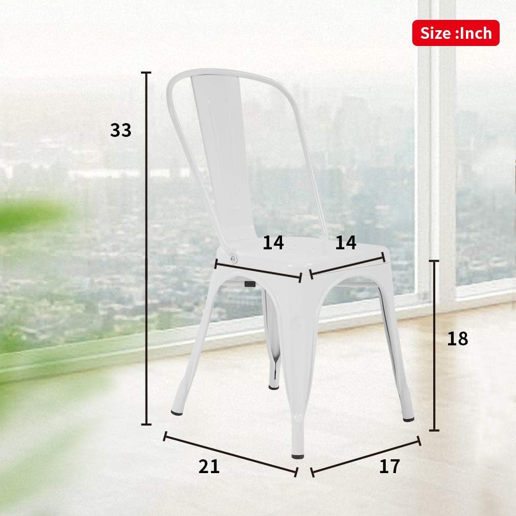 FDW | Set of 4 Metal Dining Chairs | Cream | Stackable Tolix Side Chairs with Backrest | Scratch-Resistant | Non-Slip Feet | Indoor/Outdoor Use | 330 lbs Capacity | Ideal for Kitchen & Restaurant