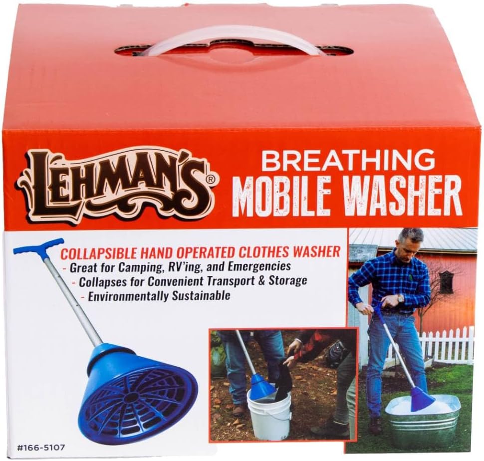 Lehman's Manual Clothes Washer Plunger, Portable Breathing Washing Agitator for Bucket, Sink or Tub - Wash Clothing Without Electricity and Save Energy