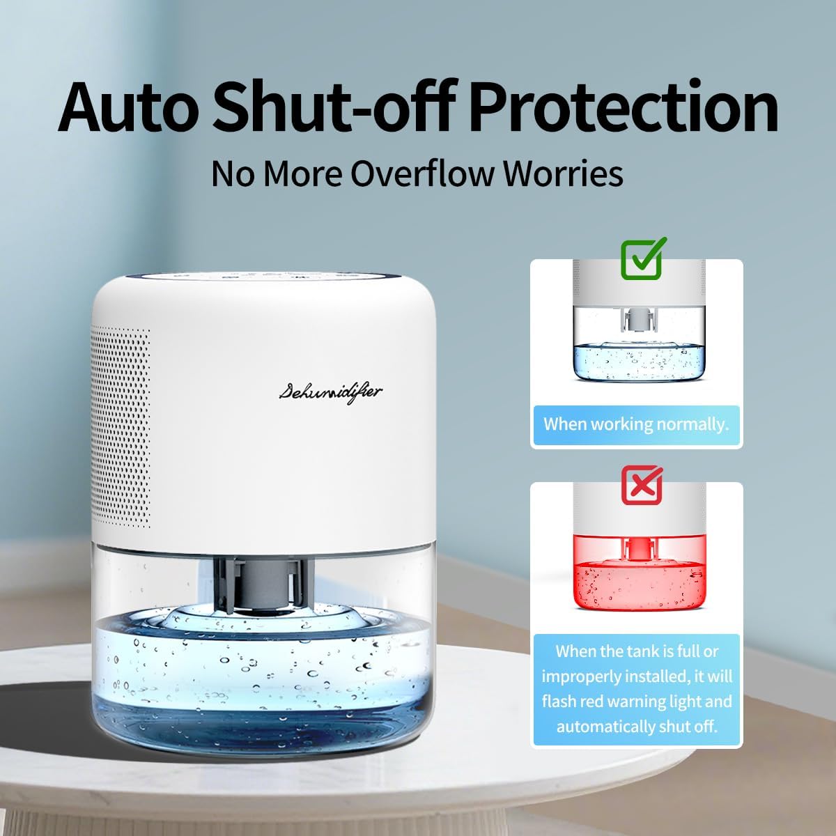 44oz(1.3L) Small Dehumidifier for Home Auto-Off Quiet Portable Dehumidifier with 3 Modes 10 Color Lights 4 Timer Settings for Bedroom Bathroom Closet (215 sq.ft)