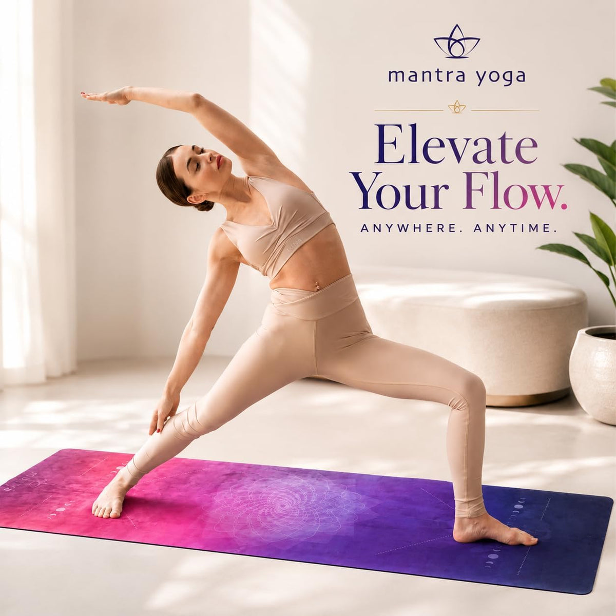 Mantra Yoga Travel PRO 1.5mm with Knee Pad - Foldable Fitness & Exercise Mat with Bag | Lightweight, Compact & Eco-Friendly | Non-Slip & Washable | For All Types of Yoga | 72" L x 24" W | 2.6 lbs