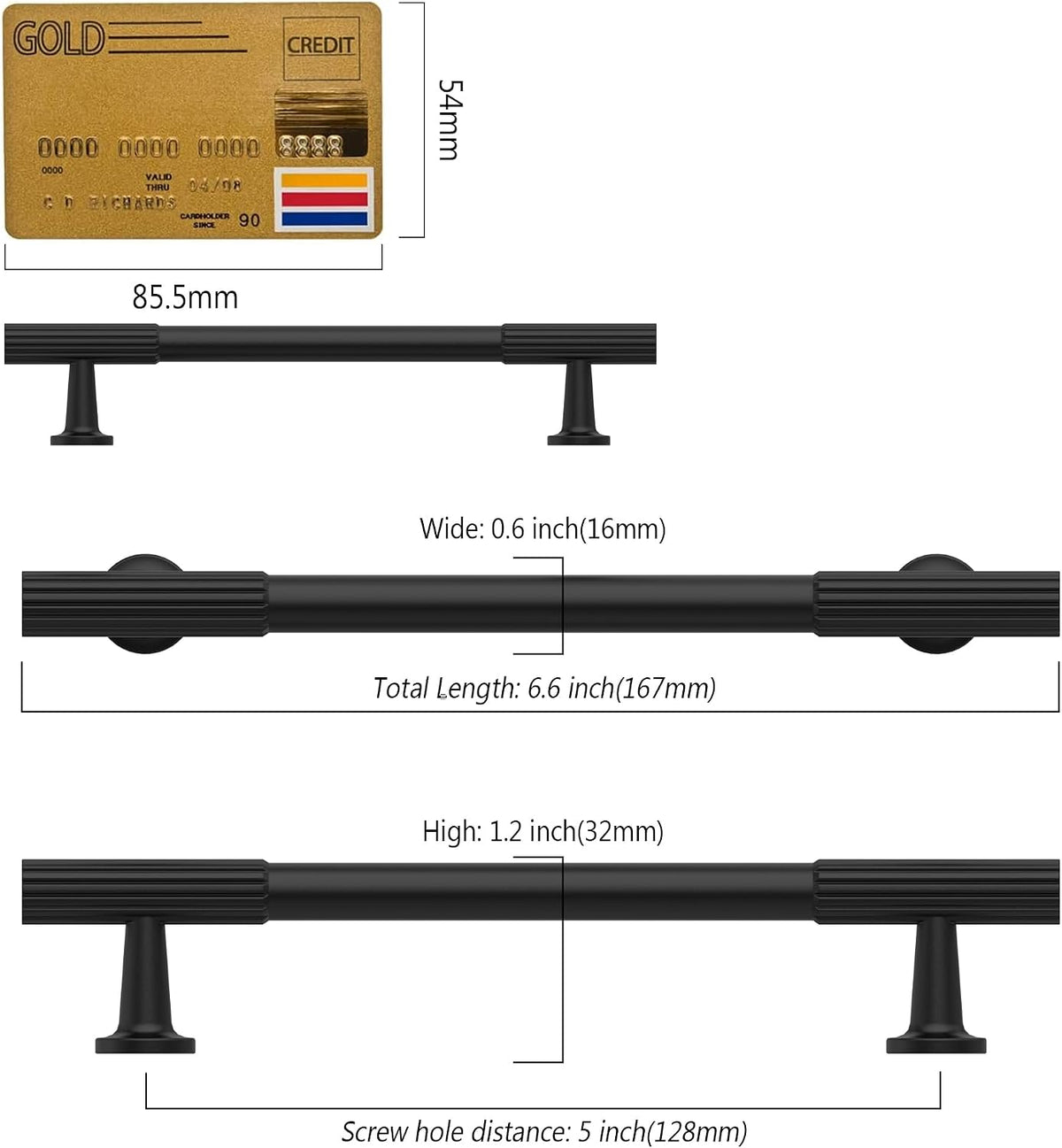 Amerdeco 10 Pack Matte Black Cabinet Pulls 5"