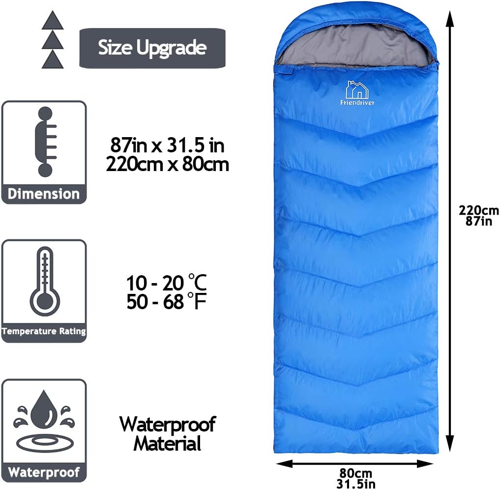 XL Size Upgraded Version of Camping Sleeping Bag 4 Seasons Warm and Cool, Lighter Weight, Adults and Children Can Use Waterproof Camping Bag, Travel and Outdoor Activities