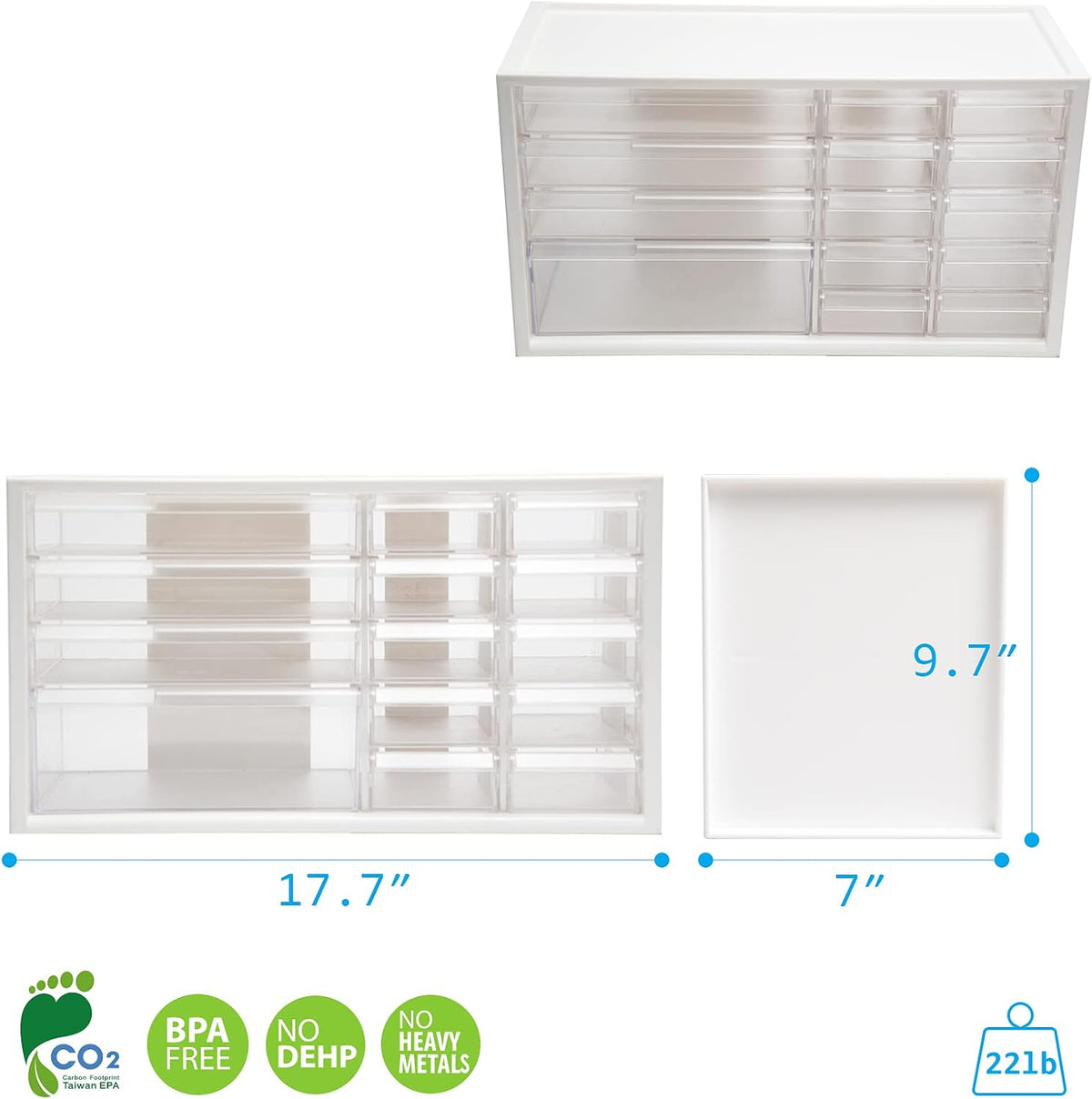 livinbox Desk organizer with 14 Drawers, Stackable storage cabinet for Arts Crafts Sewing Manicure Supply Medicine Vitamin White A9-1310-WT