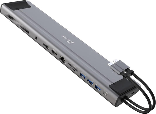 j5create USB C Dual 4K 60Hz Display Docking Station (12-in-1), Built-in M.2