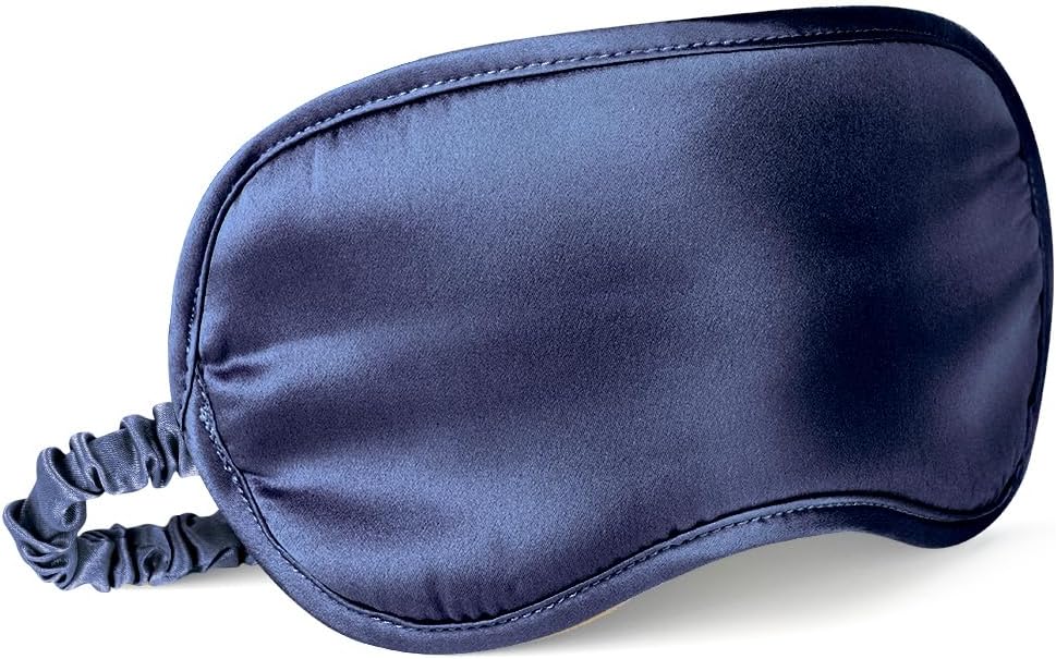 LULUSILK Mulberry Silk Sleep Eye Mask for Sleeping Women and Men, Navy Blue