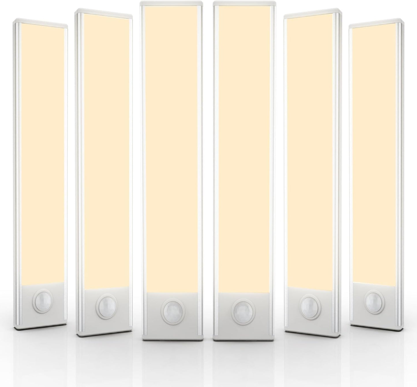 6 Pack Under Cabinet Lighting Wireless, 32 LED Rechargeable Battery Motion Sensor Light Indoor, Stick On Magnetic Closet Lights, Under Counter Lights for Kitchen, Stairs, Warm 8 in