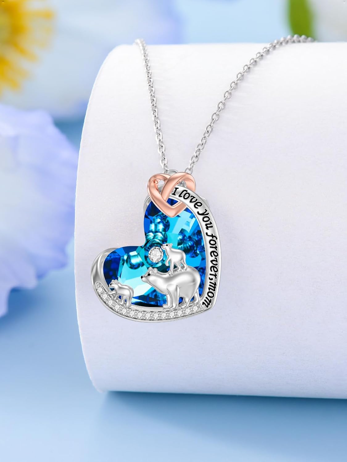 Mom Jewelry Gifts 925 Sterling Silver Mama Bear/Dinosaur/Cat/Bird/Chicken Necklace with 1 2 3 4 5 Cubs for Women Mother Wife Grandma