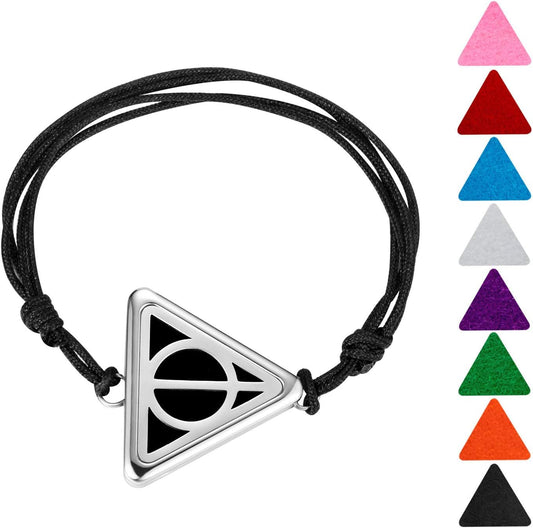 Wild Essentials Potter Hallows Essential Oil Diffuser Bracelet, Stainless Steel Aromatherapy Locket, Adjustable Nylon Band, 12 Color Pads, Customizable Color Changing Perfume Jewelry for Aromatherapy