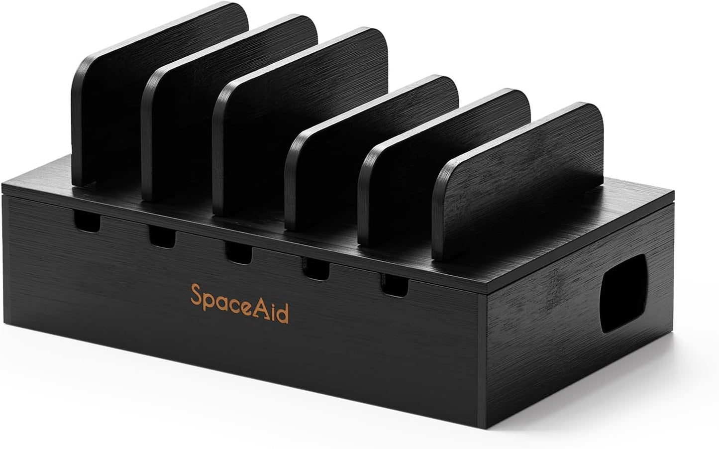 SpaceAid Bamboo Charging Station for Multiple Devices, Cell Phone Docking Stations for Multi Laptop, Tablets and iPads, Nightstand Bedside Desk Device Charger Organizer (Natural)