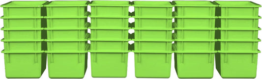 Wood Designs Cubby Storage Bin, Heavy Duty Plastic Containers for Kids Lime Green Cubby Tray Set of 30