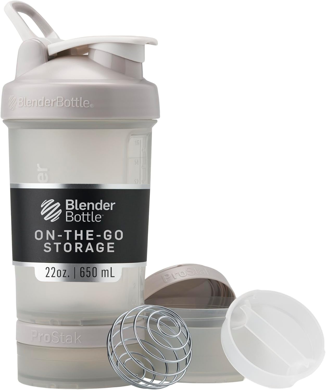 BlenderBottle Shaker Bottle with Pill Organizer and Storage for Protein Powder, Classic V2 ProStak System, 22-Ounce, Pink