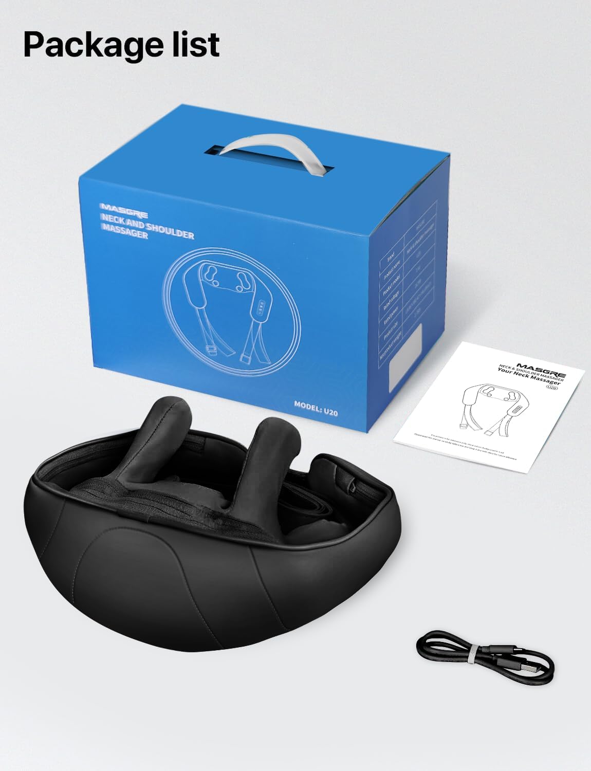 MASGRE Shiatsu Neck and Shoulder Massager, Cordless Back Massager with Heat