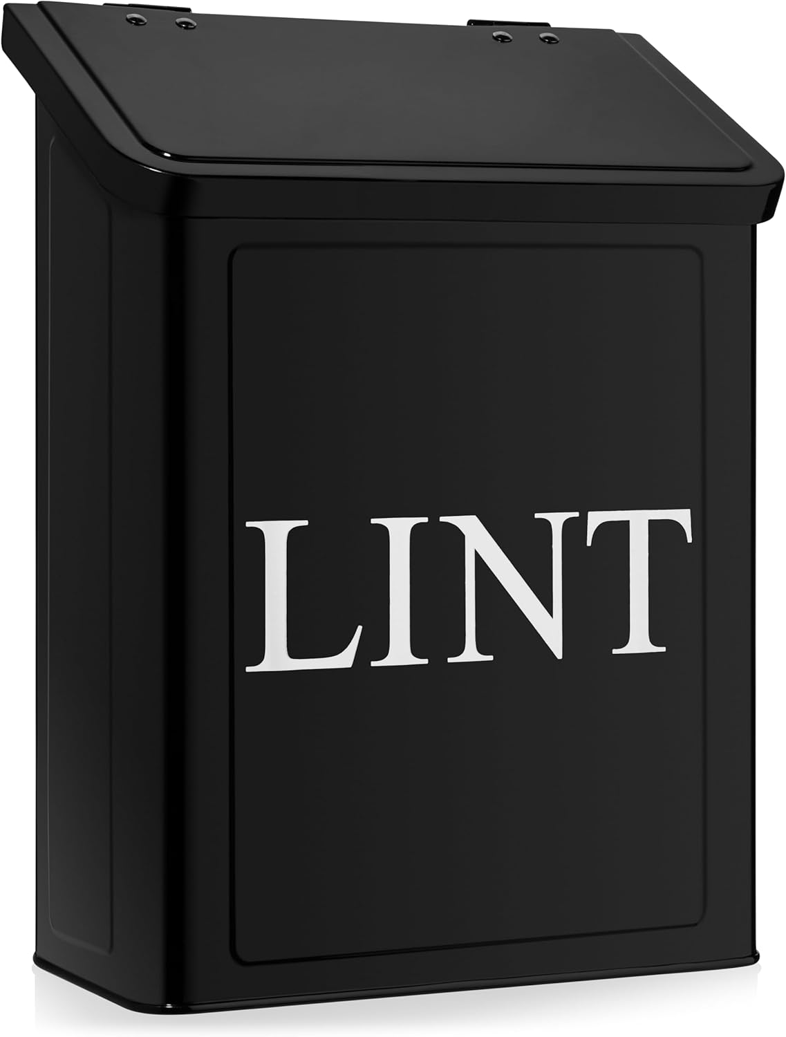 Calindiana Modern Farmhouse Metal Magnetic Lint Bin with Lid and Laundry Room Organization and Storage Wall Mount Space Saving Washer and Dryer Trash Can (White (LINT Brush Set))