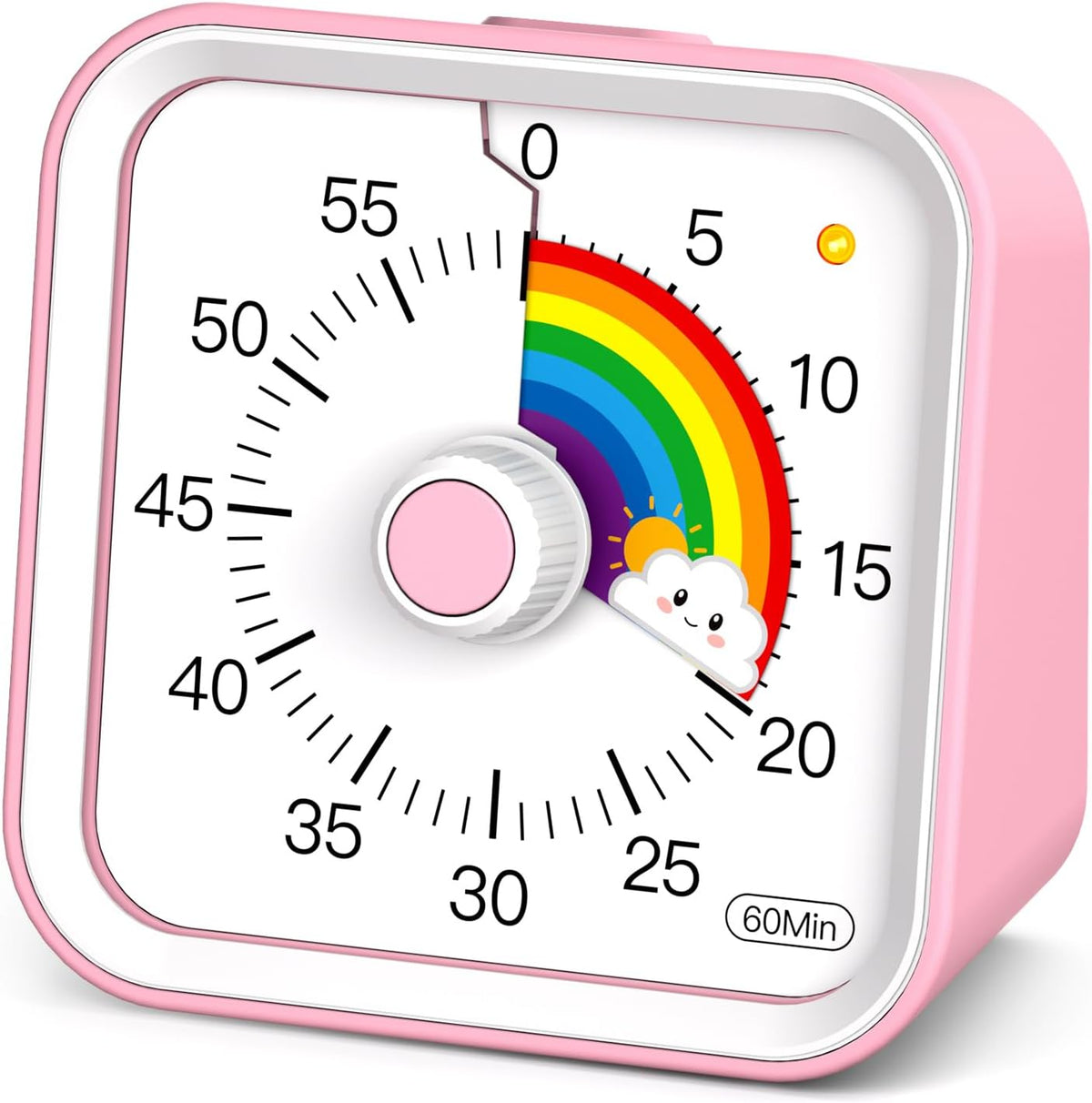 Visual Timer for Kids, Rainbow Timer with Pause Function, Pink