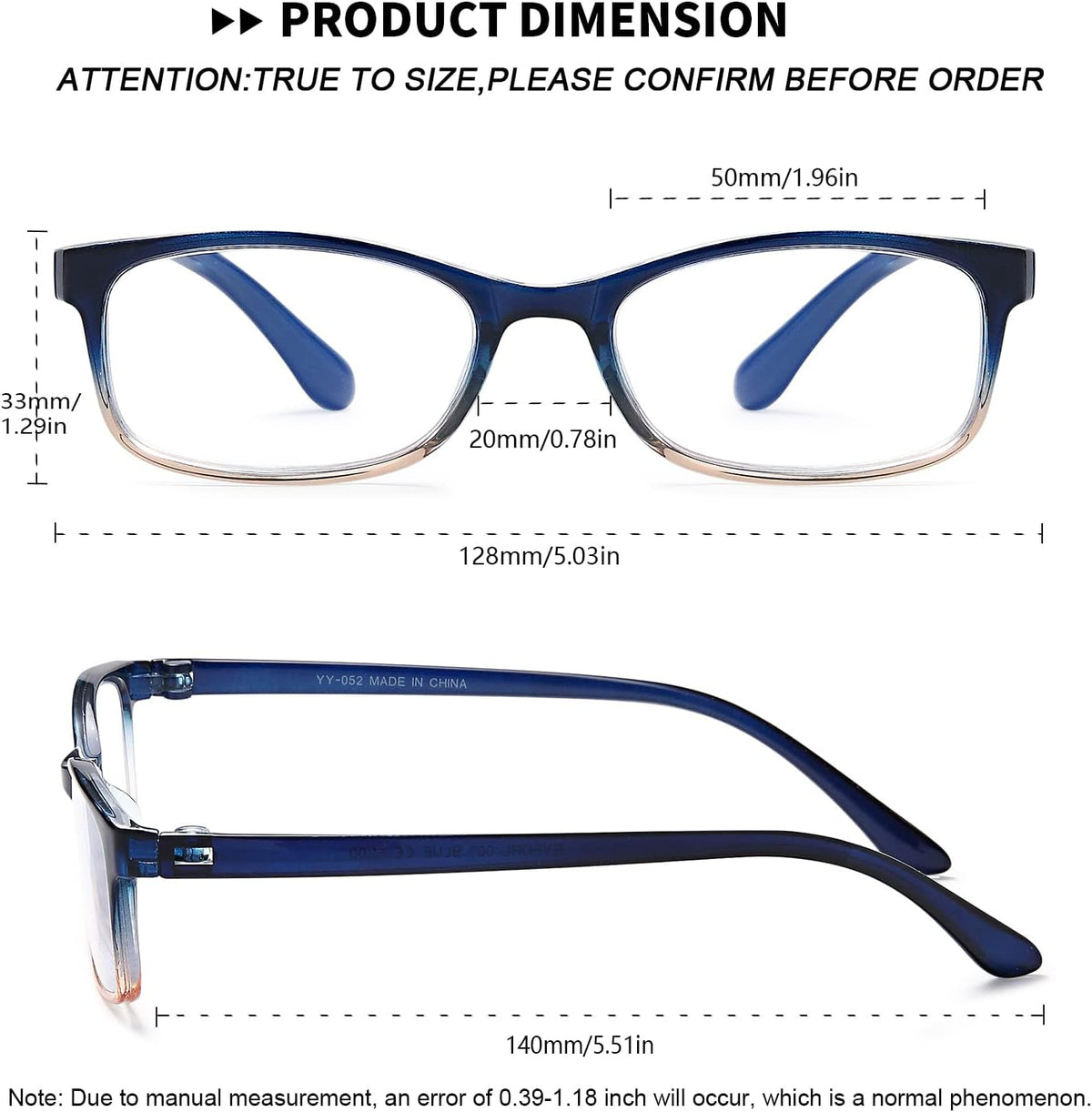 EYEURL Reading Glasses for Men Women Blue Light Blocking Readers 2.25