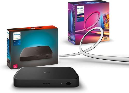 Philips Hue Play HDMI Sync Box 8K + Gradient 55" Smart TV Light Strip - Sync Your Video Games, Movies, and Music - Requires Hue Bridge - Supports Dolby Vision HDR10+ - Control with Hue App
