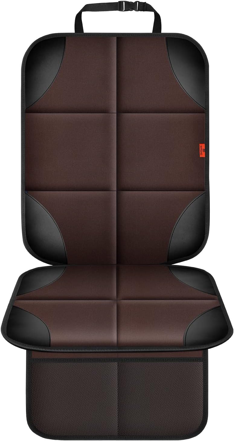 XHYANG Car Seat Protector 1 Pack Car Seat Cushion Mat Thickest Padding,Waterproof 600D Fabric Car Seat Covers for Non-Slip Backing Mesh Pockets for Baby and Pet (Brown, 1 Pc)