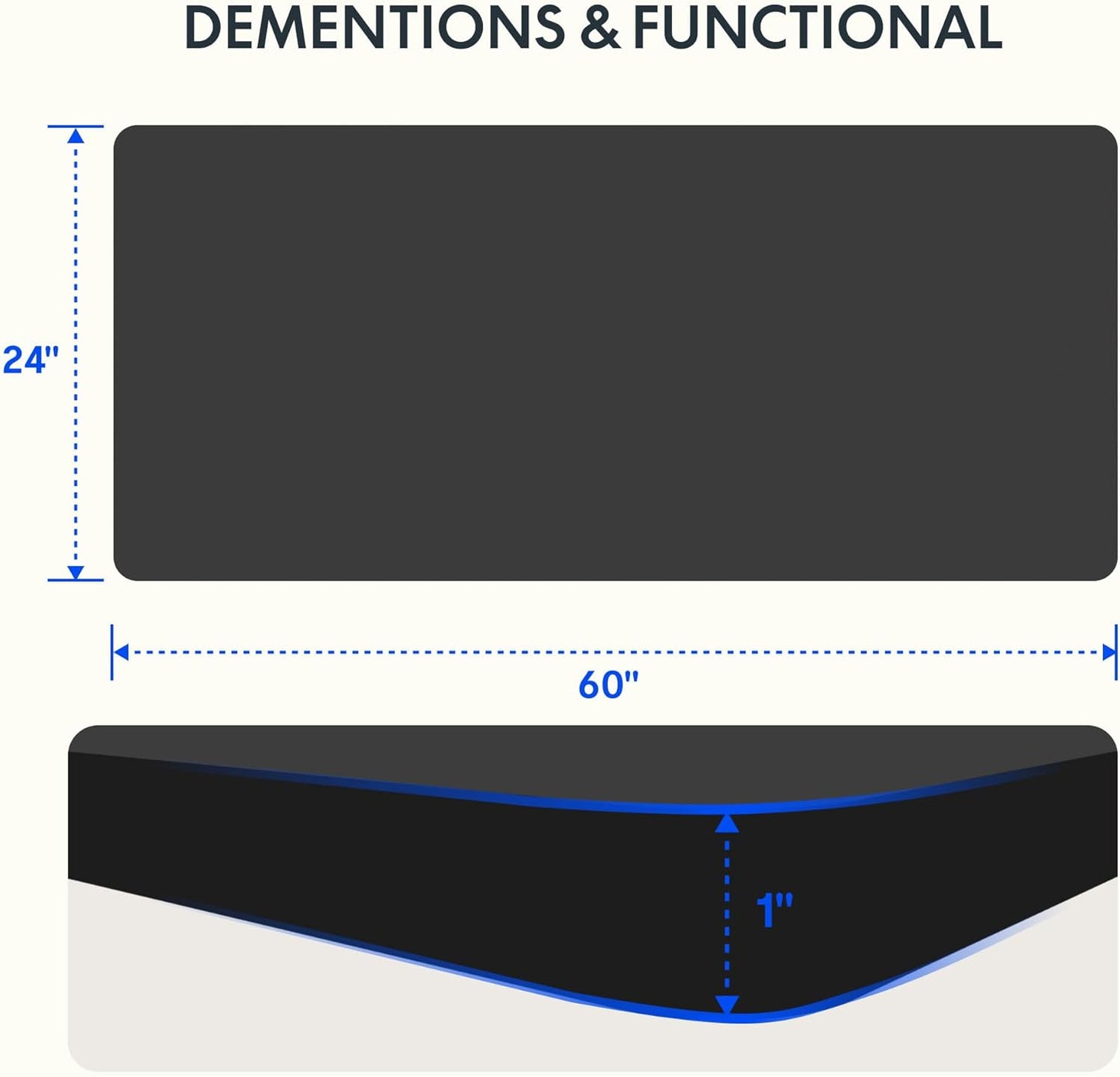 FLEXISPOT 60"x24" One-Piece Electric Standing Desk, 1" Thick Seamless Desktop for Home Office, Study & Multi-Monitor Setup, Black