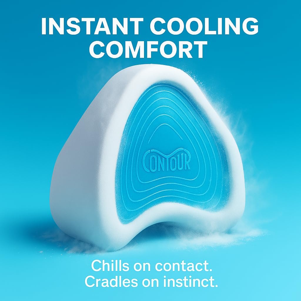 Contour Legacy Cool Leg & Knee Foam Support Pillow for Side Sleepers Soothing Relief for Back, Hips, Knees, Joints, Nerves & Muscles