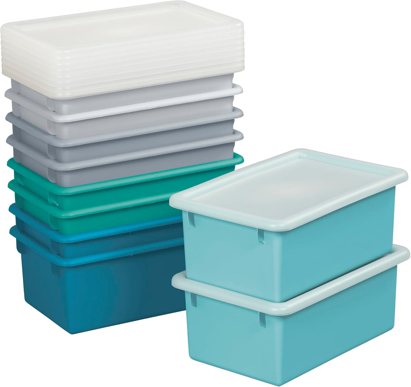 Cubby Storage Bins with Non-Snap Lids, 10-Pack, Contemporary