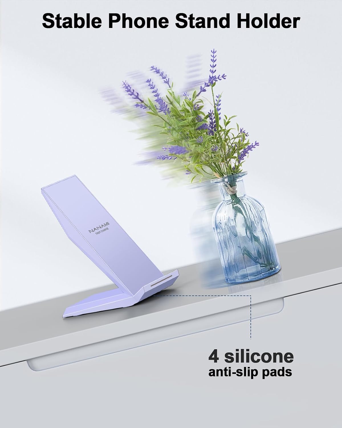 NANAMI Wireless Charger - Fast Wireless Charging Stand Compatible with Apple iPhone 17/17 Pro/17 Pro Max/16/15/14/13/12 Pro, Desktop Phone Charger for Samsung Galaxy S26/S26+/S25/S24/S23/S22/S21