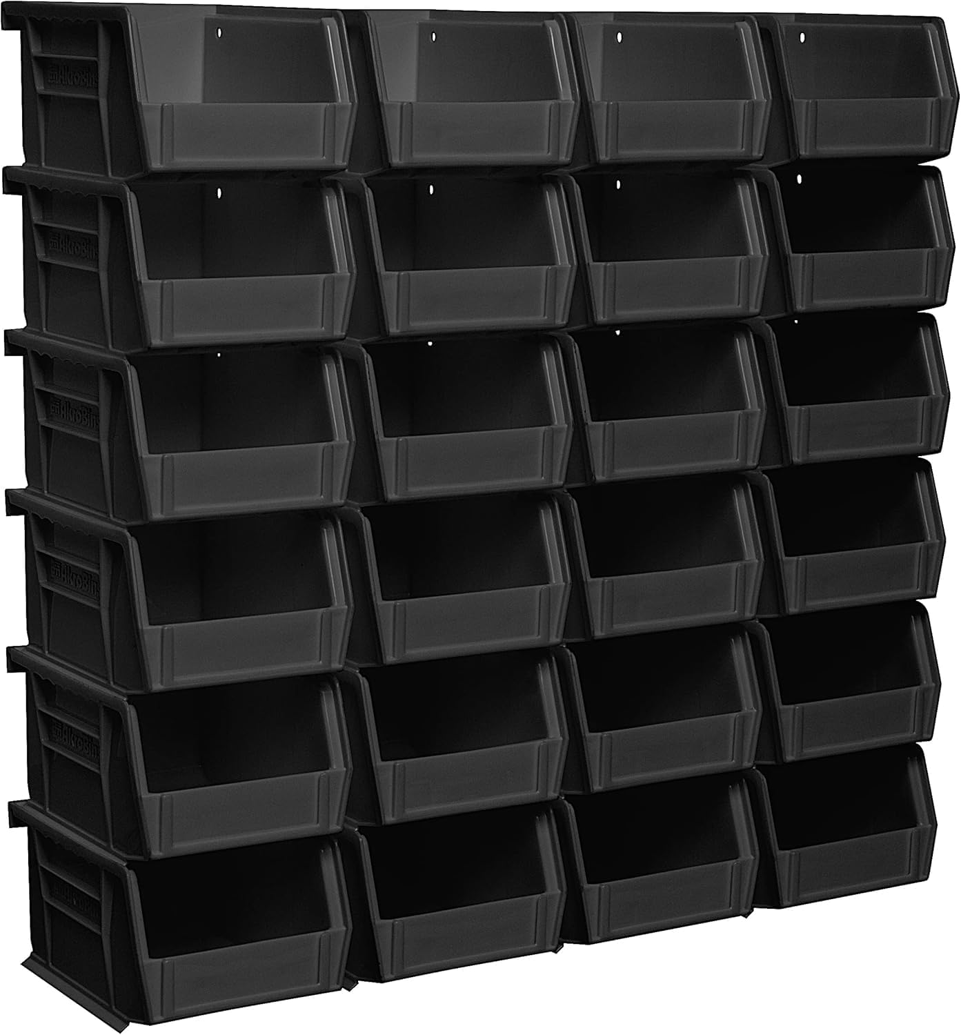 Akro-Mils 30210 AkroBins Plastic Storage Bins, 5"x4"x3", Black, 24-Pack | Space-Saving Stackable Bins for Garage, Pantry, Craft Organization