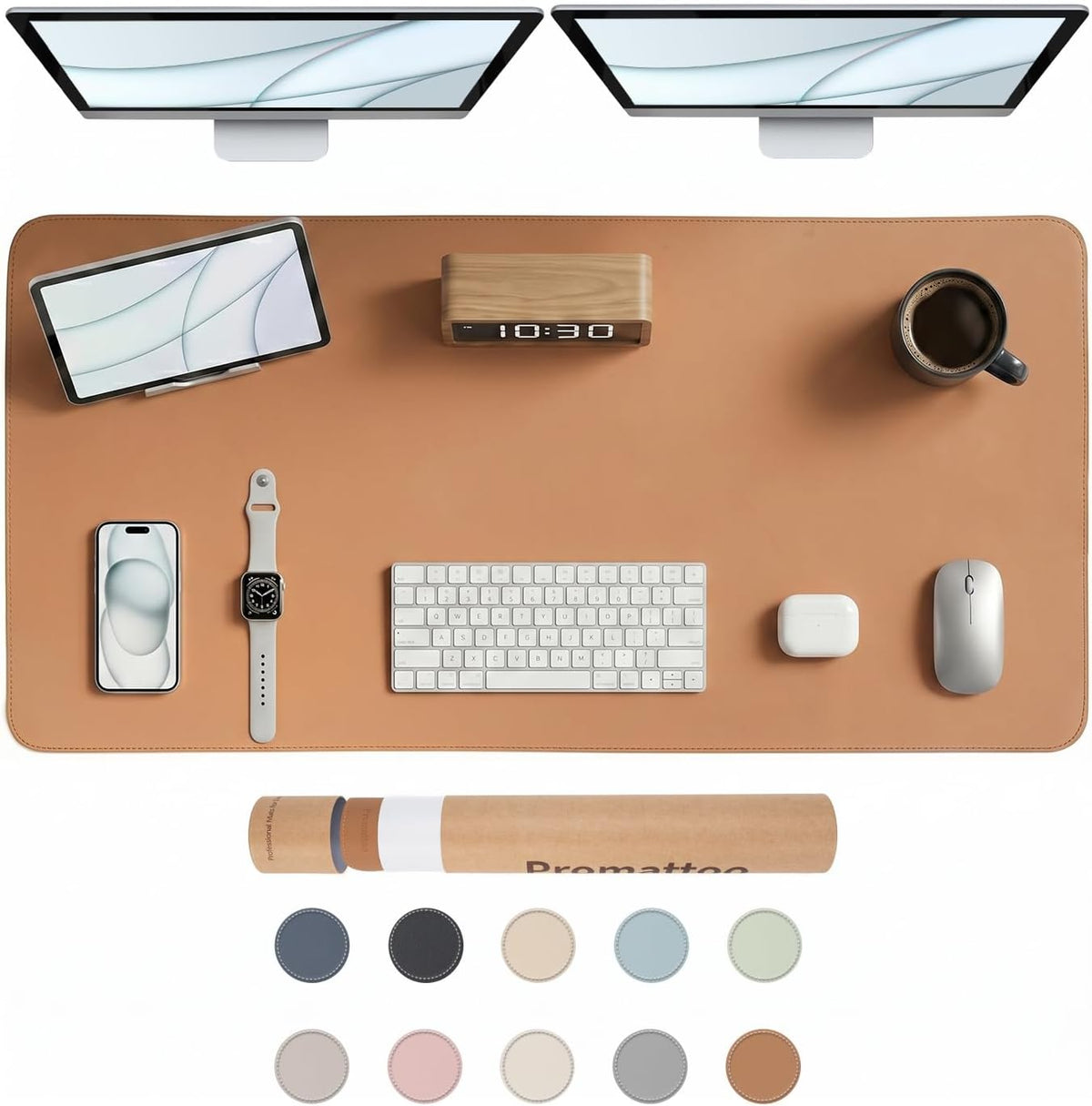 Large Desk Pad Non-Slip Desk Mat Protector for Keyboard Mouse Waterproof Vegan Leather Surface Faux Leather Laptop Mat Smooth Mouse Pad Premium Gift Tube Caramel Brown 47" x 23"