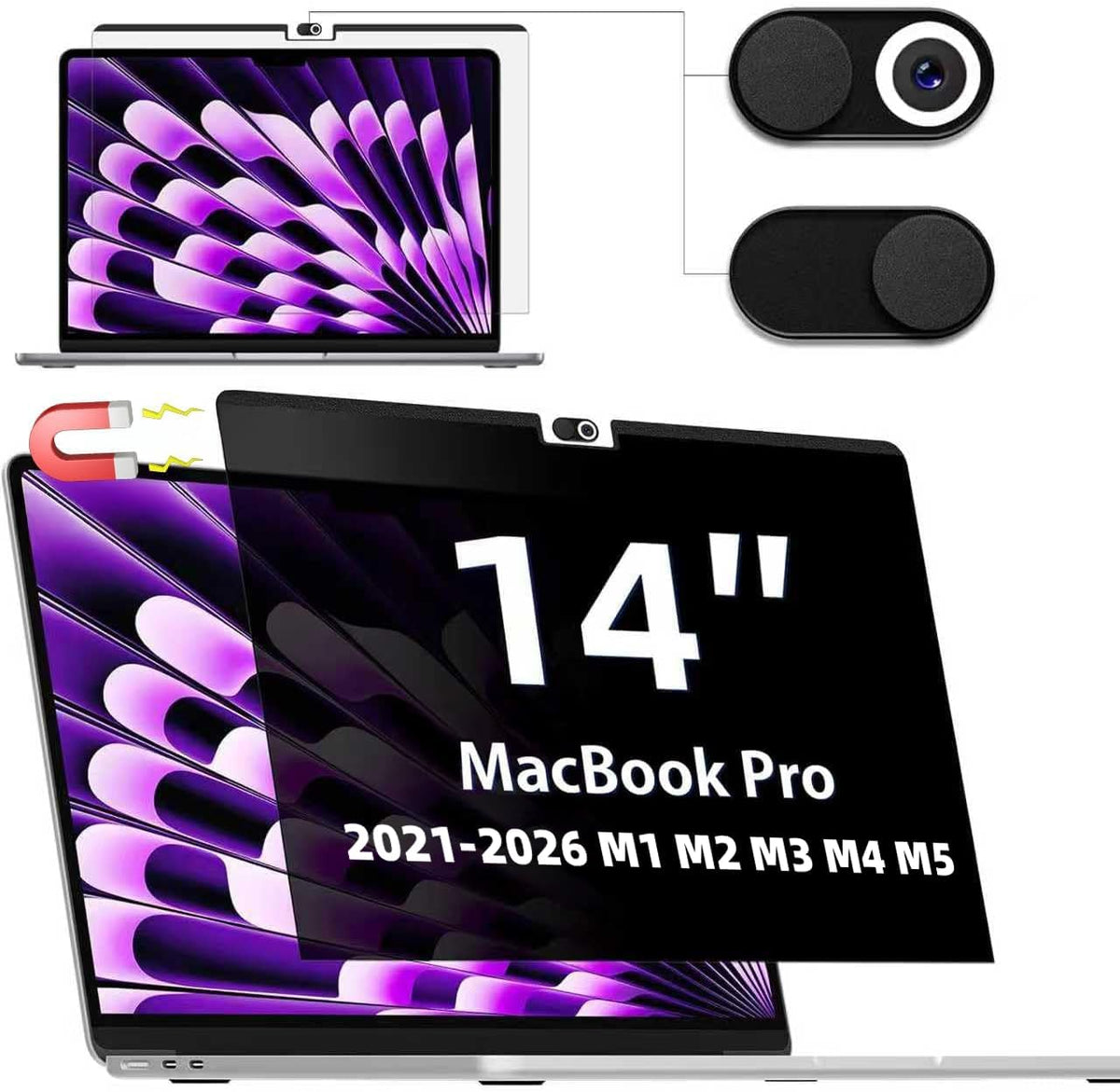 Magnetic Privacy Screen Designed for MacBook Pro 13 Inch (2016-2022, M1,M2) & MacBook Air 13In (2018-2021, M1), Removable Matte Anti Glare Blue Light Filter HD Clarity 13.3" Mac Laptop Private Shield
