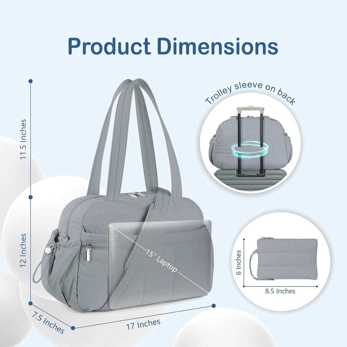 TOPDesign Travel Duffel Bag, Puffy Carry On Overnight, Gym Bag w/Wet Pocket