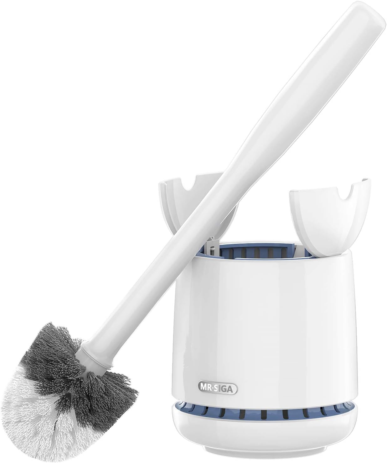 MR.SIGA Toilet Bowl Brush and Holder, Premium Quality, with Solid Handle and Durable Bristles for Bathroom Cleaning, Gray, 1 Pack