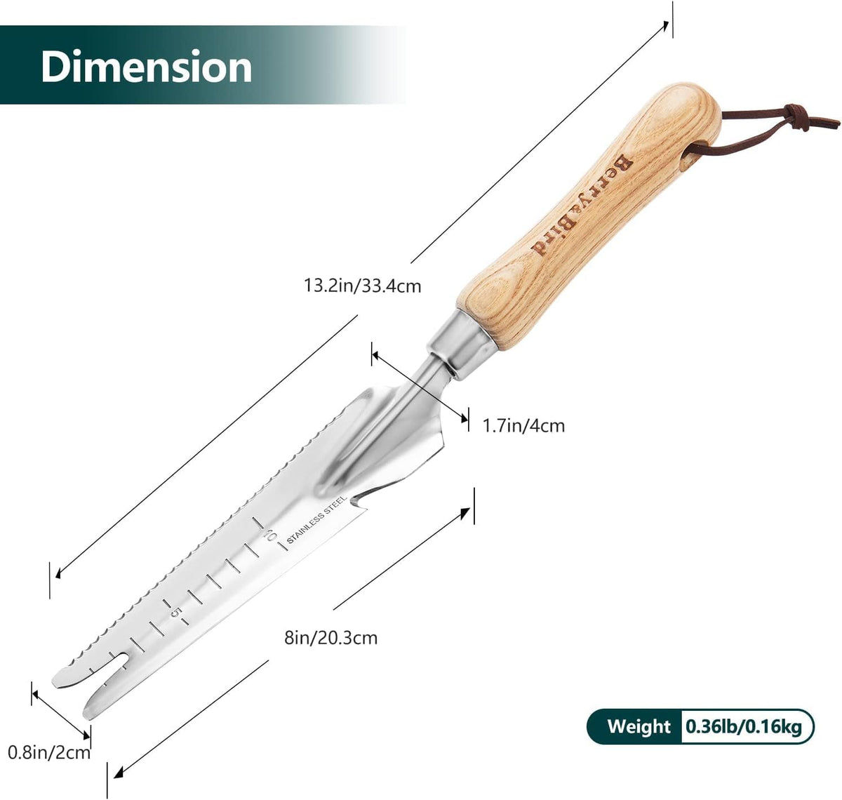 Garden Hand Weeding Trowel, 5-in-1 Stainless Steel Weeder Puller