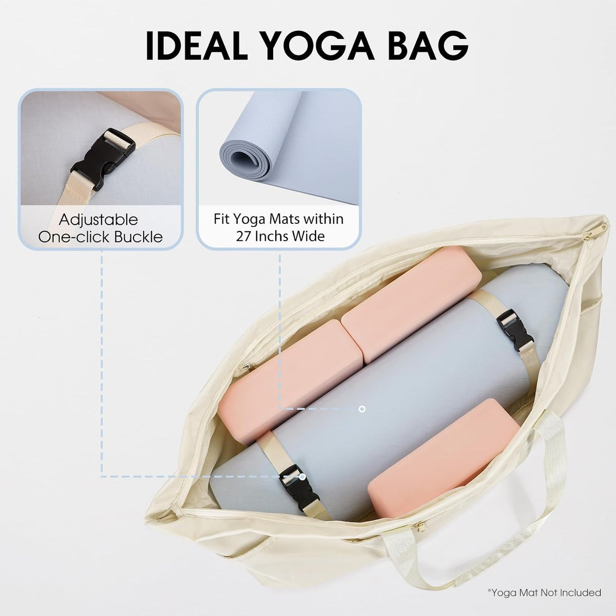 sportsnew Large Yoga Mat Bag Trolley Sleeve Gym Carrier Shoe Bag Wet Pocket