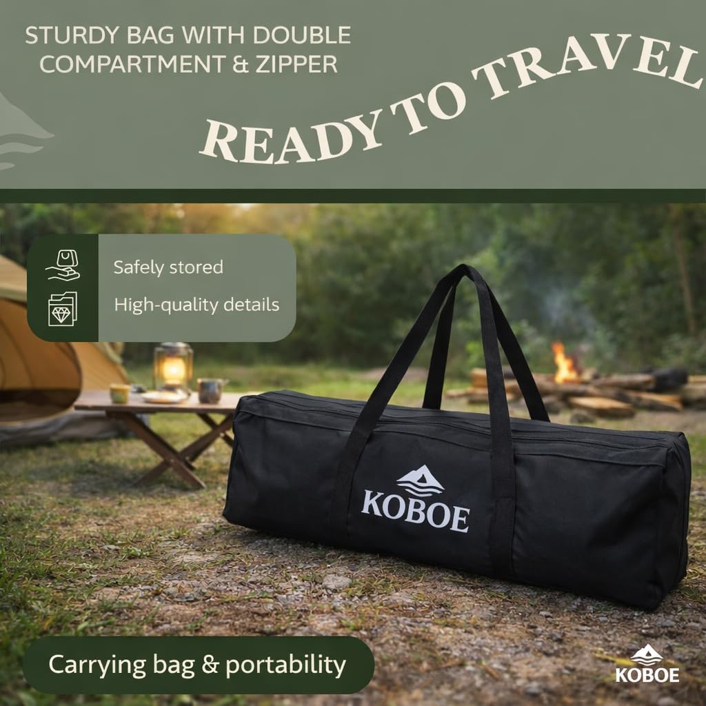 Foldable Camping Table – Heavy-Duty Steel Frame, 60-Second Setup, Portable Outdoor Table with Carry Bag (34.6” x 23.6”)