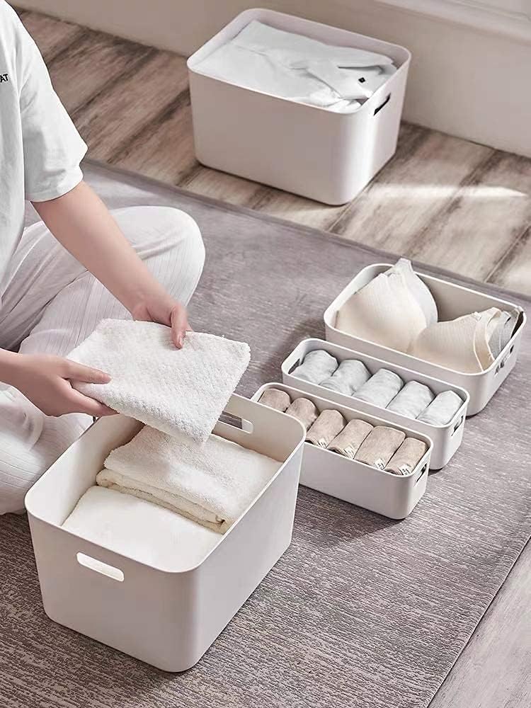 Set Of 3 Plastic Storage Bins,Versatile Kitchen Pantry Organization and Storage,for Plastic Storage Container Under Bed,Under Sink Bathroom Organizer (White, 3 Pack Small