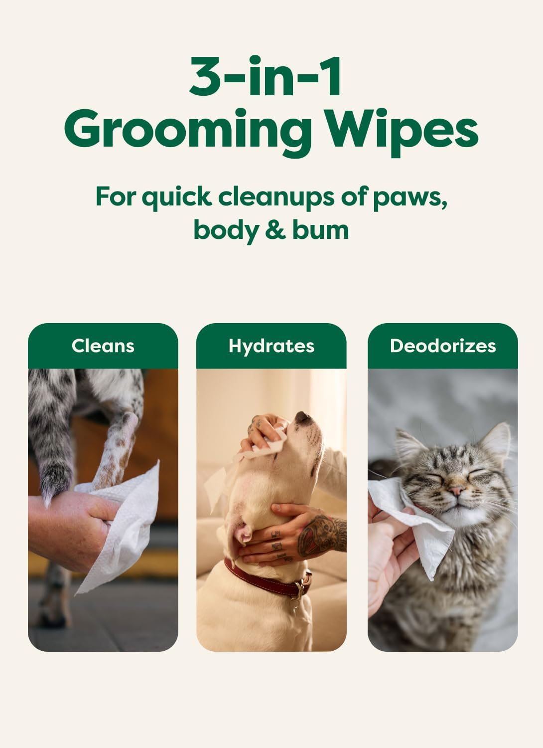 Earth Rated Pet Wipes for Dogs and Cats, Hypoallergenic, Cleaning and Hydrating, for Grooming Paws, Body and Butt, Unscented, 400 Count