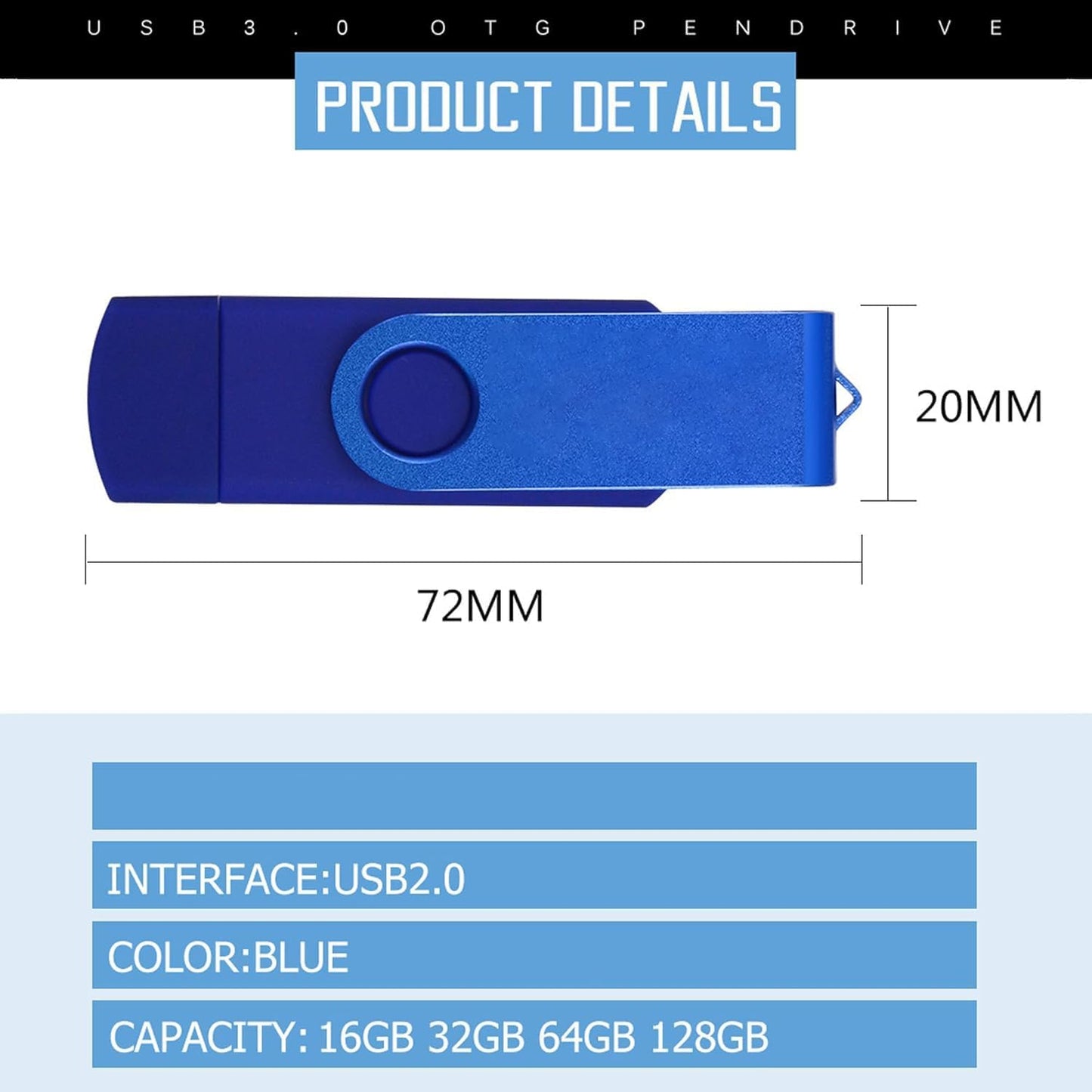 USB Flash Drive 128GB Thumb Drive,USB 2.0 Jump Drive Portable,Pen Drive Metal Swivel,High Speed for Data Storage