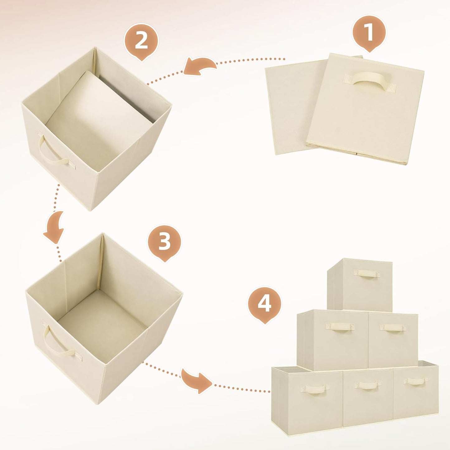 STORAGE MANIAC Storage Cubes, 11 Inch Collapsible Storage Bins with Handles, 8 Pack Fabric Foldable Bins for Organization, Durable Storage Bins for Closet, Shelves, Offices, Toys, 8-Pack Beige