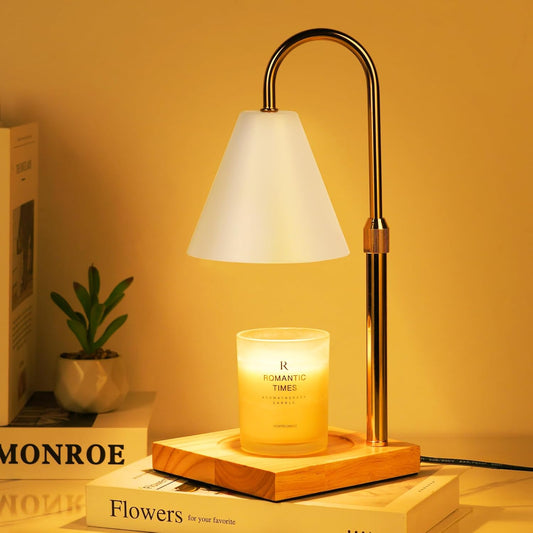 White Candle Warmer Lamp with Timer Dimmer, Electric Candle Lamp Warmer for Bedroom Decor, Christmas Birthday Gifts for Women Mom, Adjustable Metal Candle Lamp, House Warming Gifts, 2*35 Watt Bulb