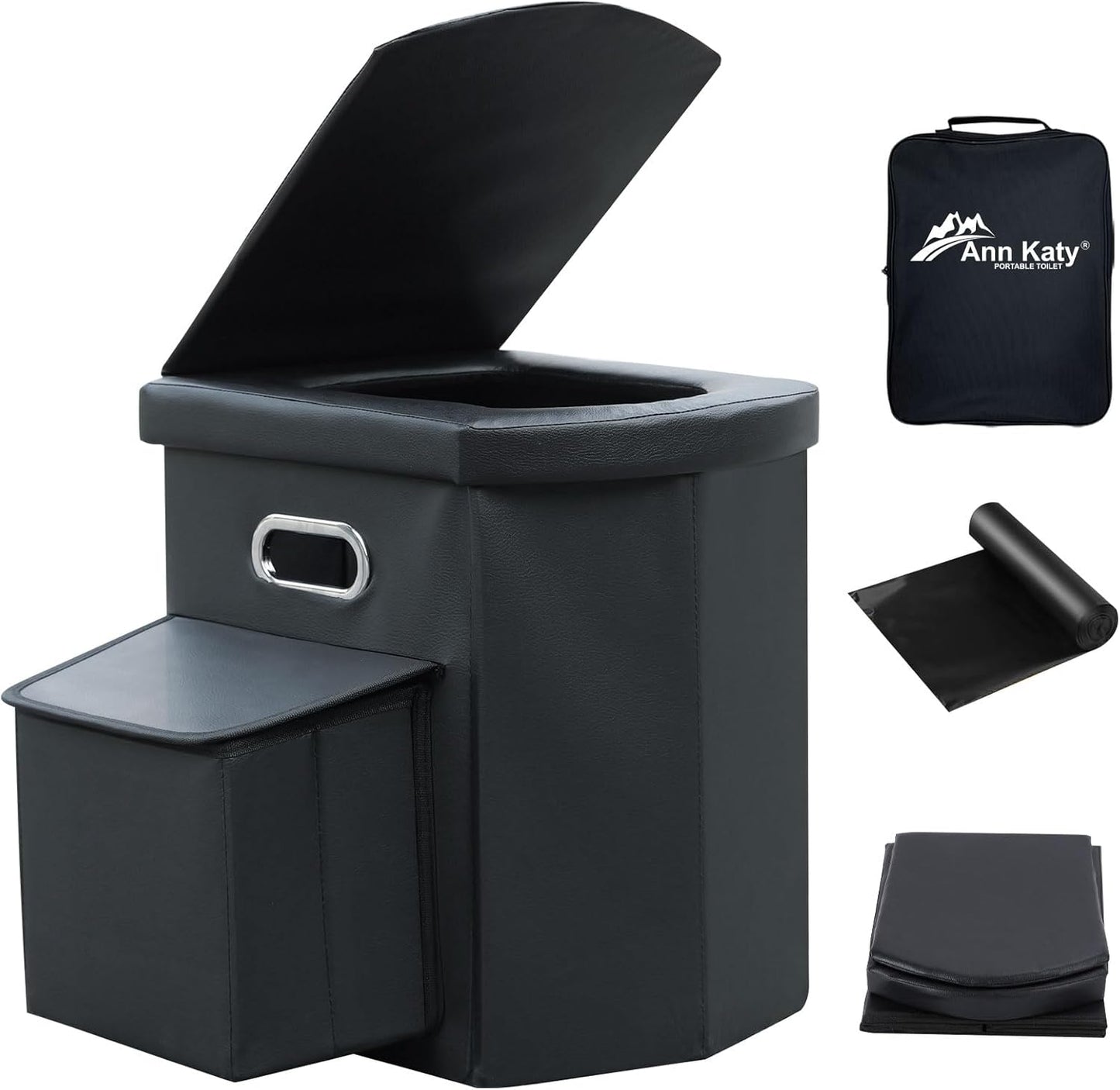 Ann Katy Upgrade XL Portable Toilet for Adults, Extra Large Portable Travel Floding Toilet, Camping Tall Toilets with Lid for Adults and Kids Compact Potty for Car,Hiking,Beach and Camping