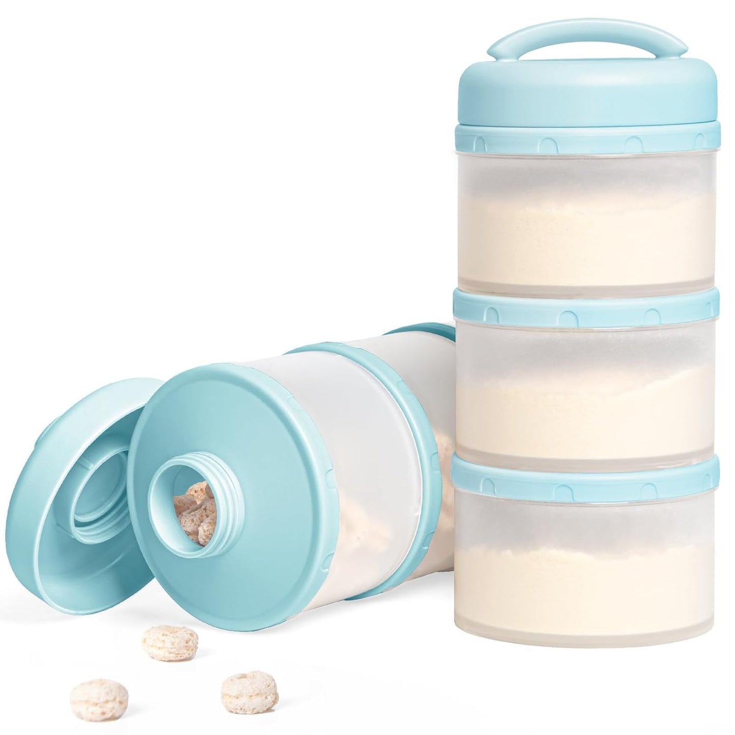 Termichy Stackable Formula Dispenser Portable Milk Powder Container, 2 Pack, Misty Blue