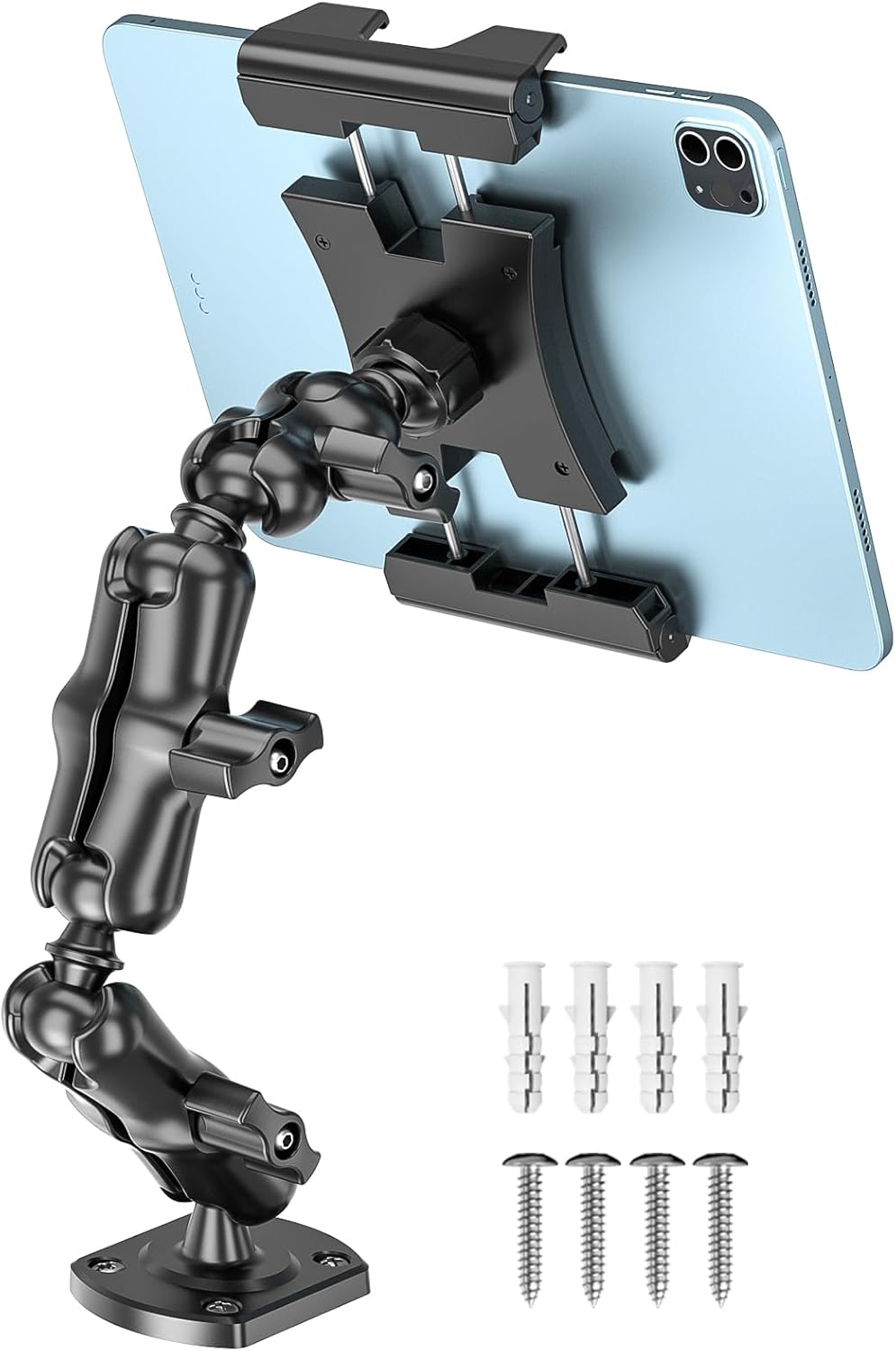 OHLPRO Heavy Duty Drill Base Tablet Mount for Car & Truck Dashboard Holder with 360 Adjustable 3-Stage Arm for 5-13" iPads Tablets & Phones Kindle, Mounting for Commercial Vehicles Boat Wall Desk