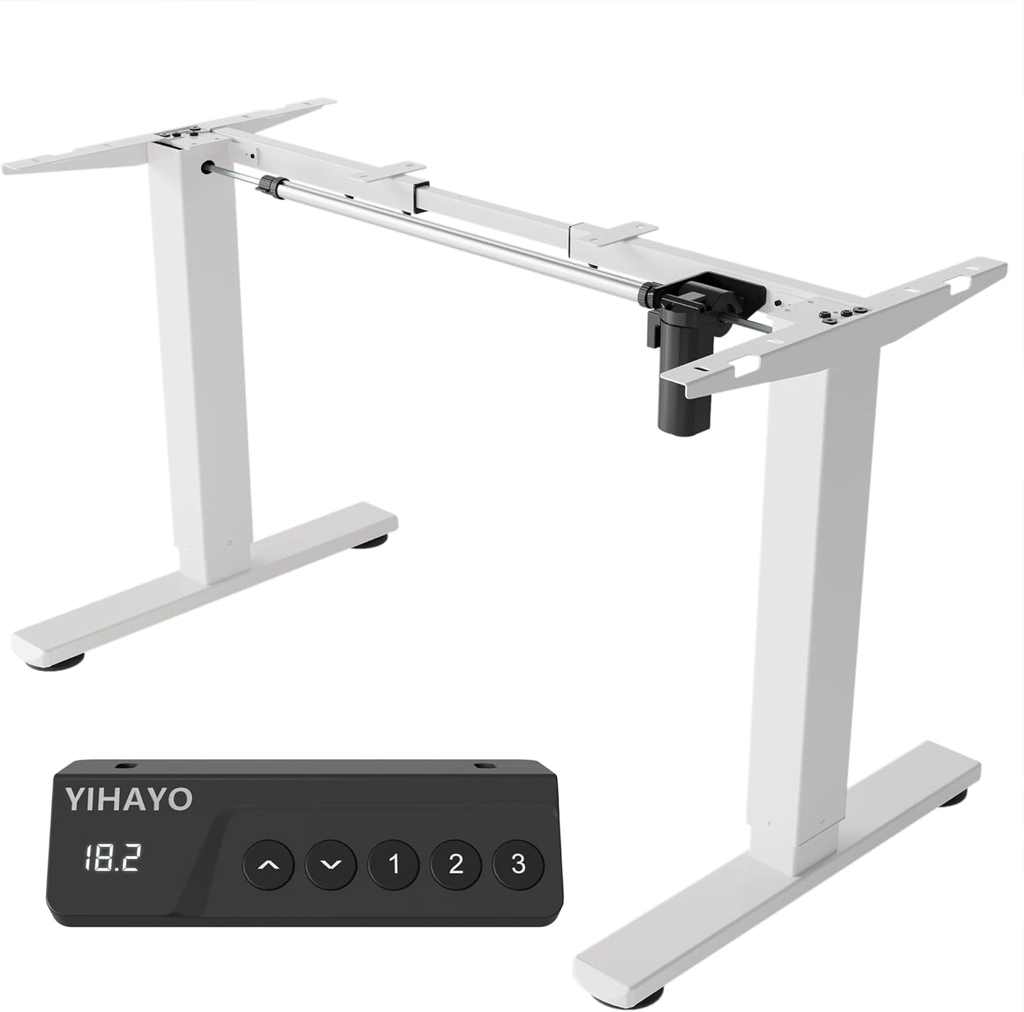 YIHAYO Low Height Adjustable Desk, Lifts 18.1-28.3 Inches, Electric Standing Desk for Short People, 48 x 24 Inches Computer Table with Splice Board for Home Office, White
