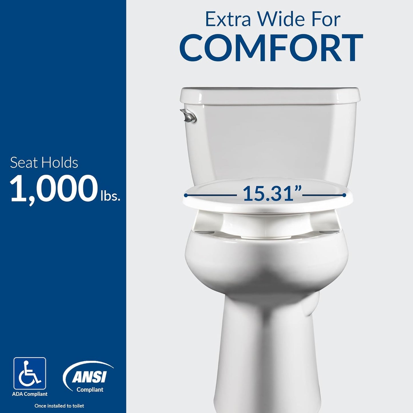 Bemis Assurance 3" Raised Toilet Seat for Seniors, Round, White | Therapist Preferred for Safety, Secure Hinges, Clean Shield Guard