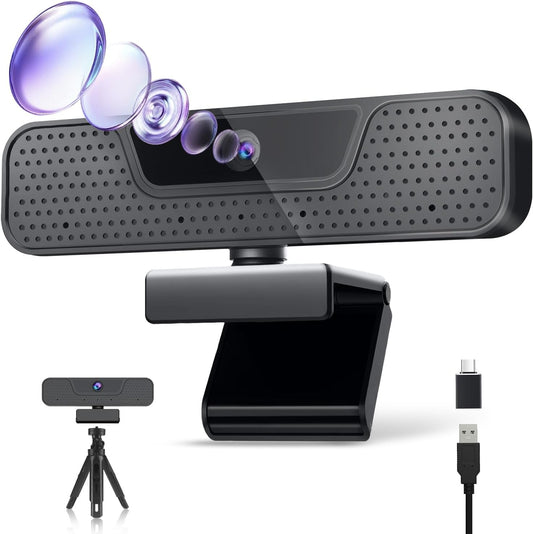 ToLuLu 4K Auto Focus Webcam for PC, 4 AI Noise-Canceling Mics UHD Web cam