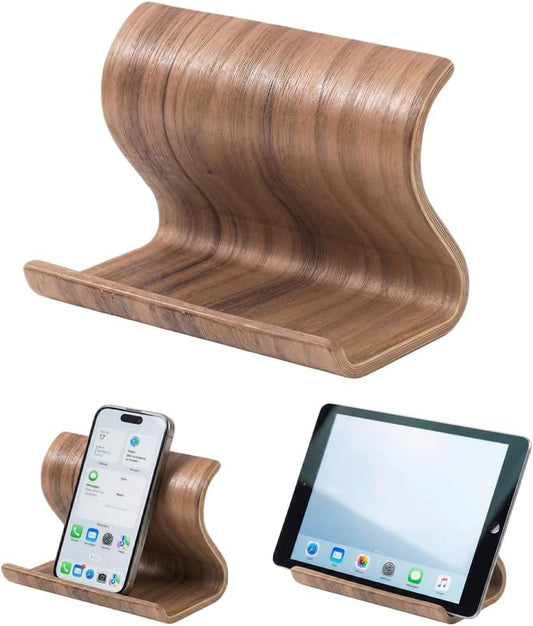 Bamboo Cell Phone Stand Wooden Tablet Stand for Desktop, Wood Holder for iPhone iPad Tablets and All Phones